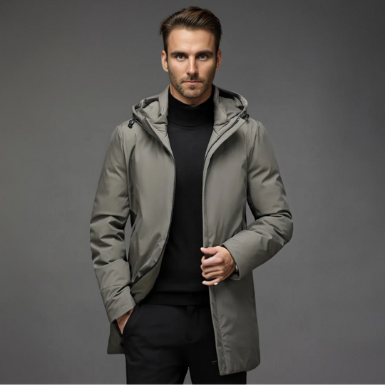 Men’s Mid-Length Winter Parka – Water-Resistant Hooded Coat