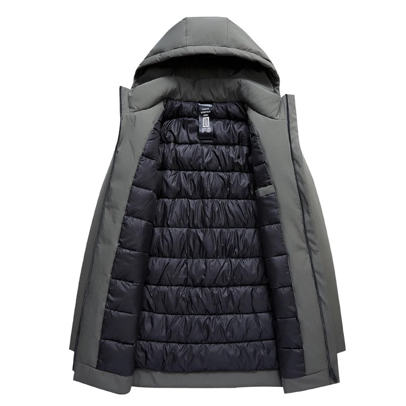 Men’s Mid-Length Winter Parka – Water-Resistant Hooded Coat