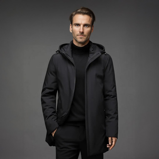 Men’s Mid-Length Winter Parka – Water-Resistant Hooded Coat