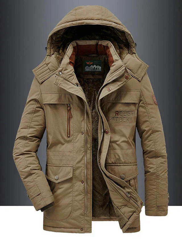 Men’s Military Winter Parka – Fur-Lined Hood and Multi-Pocket Design