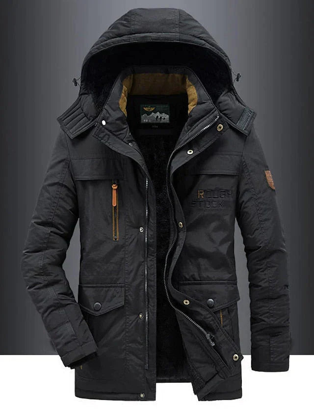 Men’s Military Winter Parka – Fur-Lined Hood and Multi-Pocket Design