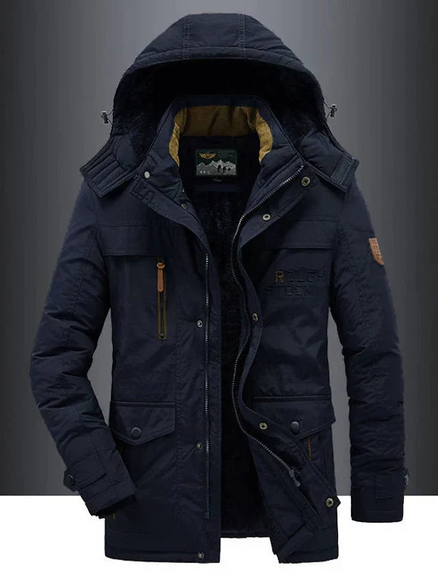 Men’s Military Winter Parka – Fur-Lined Hood and Multi-Pocket Design