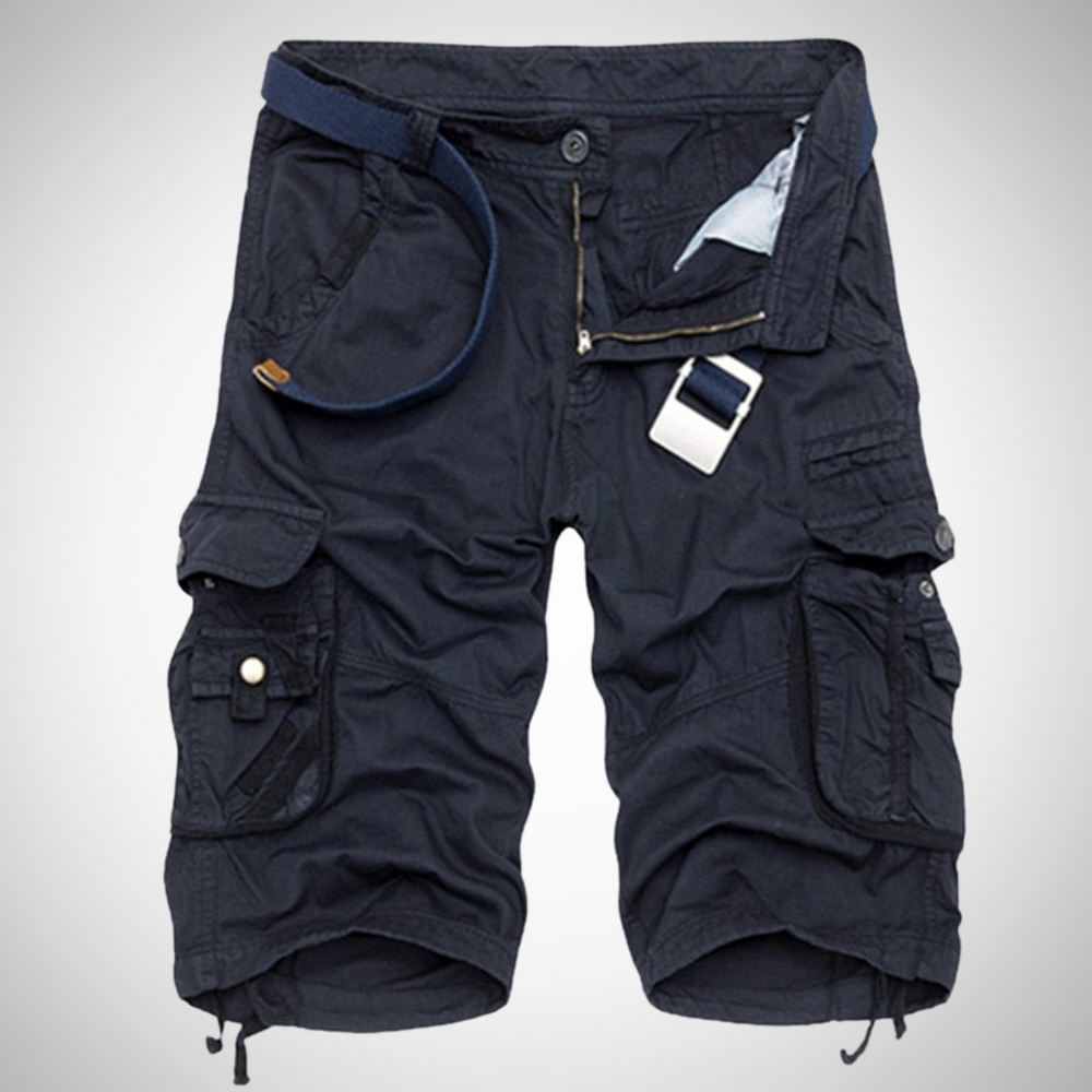 Men's Multi-Pocket Cargo Bermuda Shorts – Relaxed Knee-Length Style with Belt