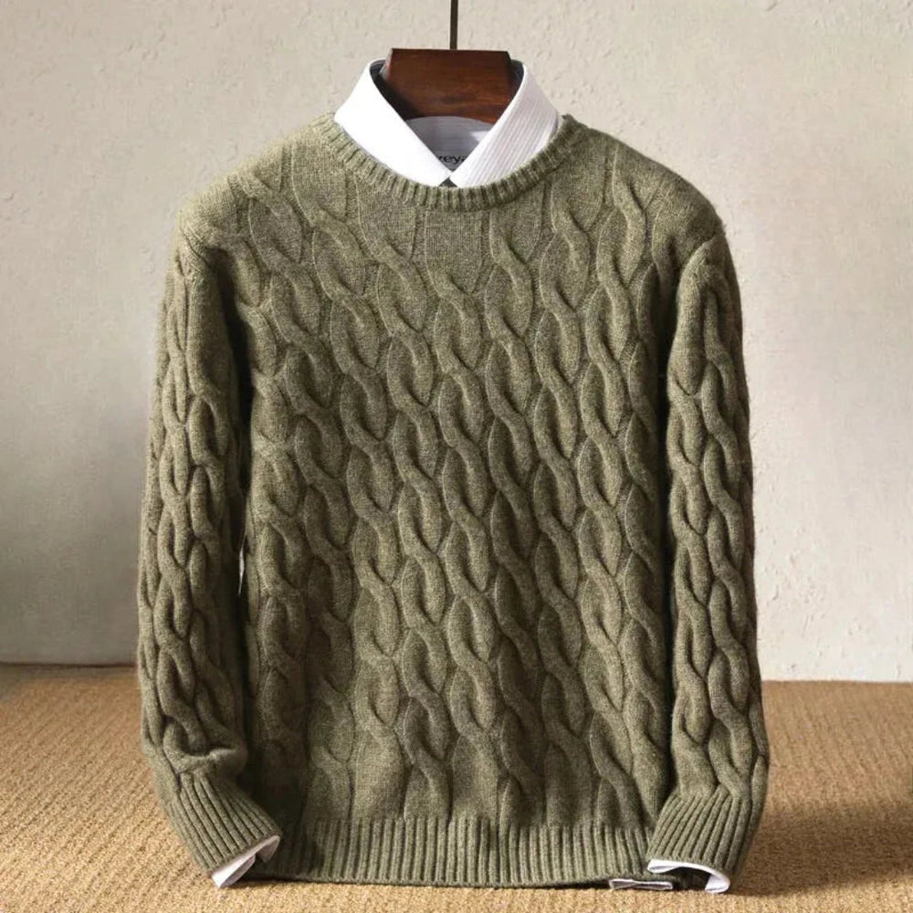 Men's Premium Crew-Neck Knit Sweater – Warm Classic Winter Pullover