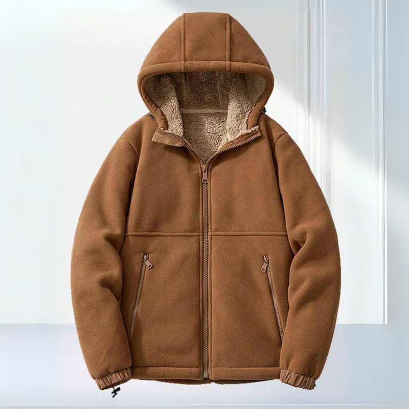 Men's Premium Fleece Hooded Winter Jacket with Zip Pockets