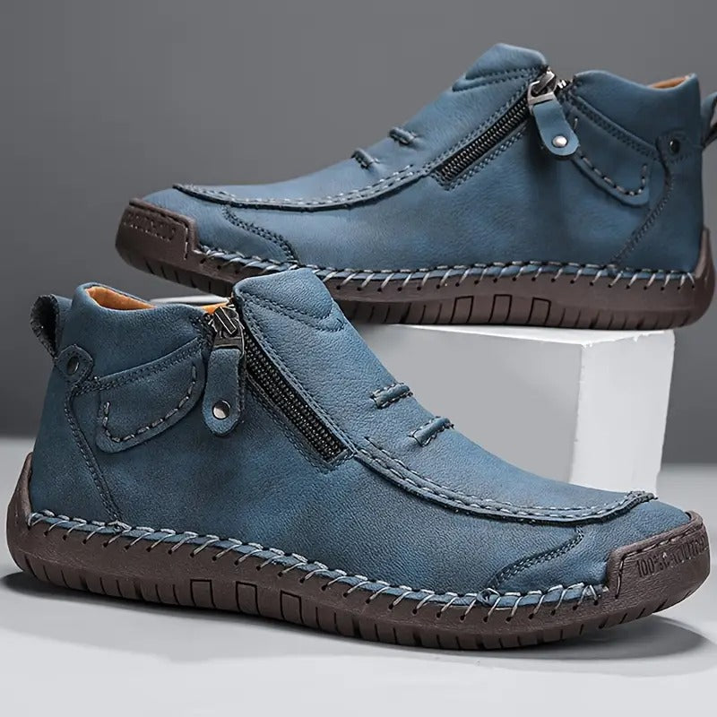 Men's Premium Leather Zip Ankle Boots – Ergonomic Cushioned Fit