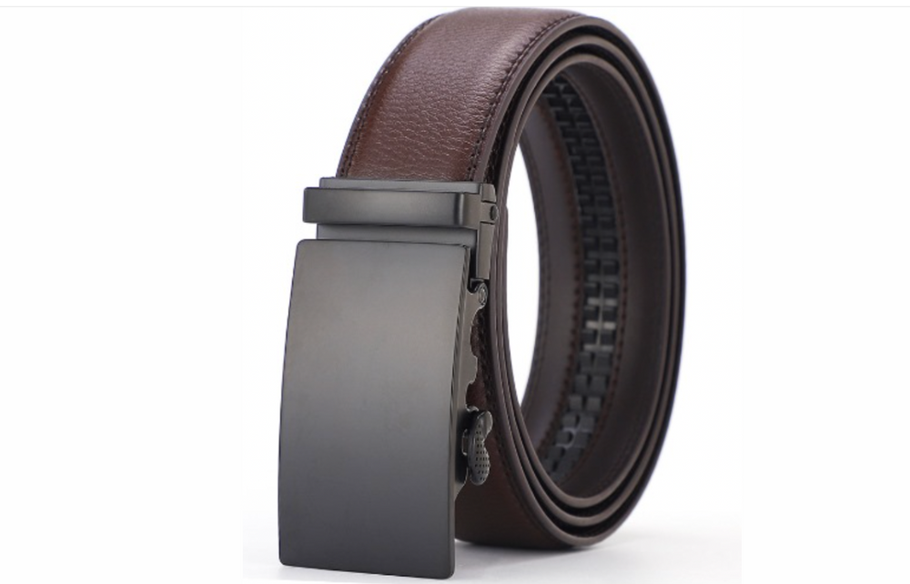 Men's PU Leather Automatic-Buckle Belt in Black or Brown, 41–47 Inches