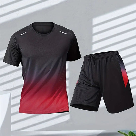 Men’s Quick-Dry Sports Set – Athletic T-Shirt and Drawstring Shorts