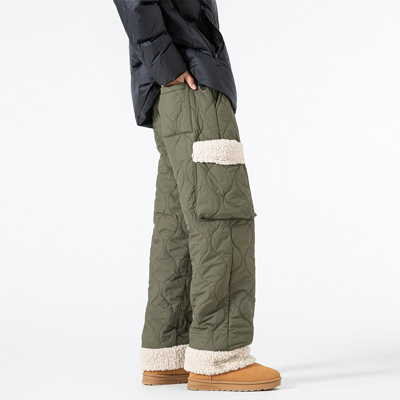 Men’s Quilted Winter Ski Pants – Warm Straight-Leg Trousers