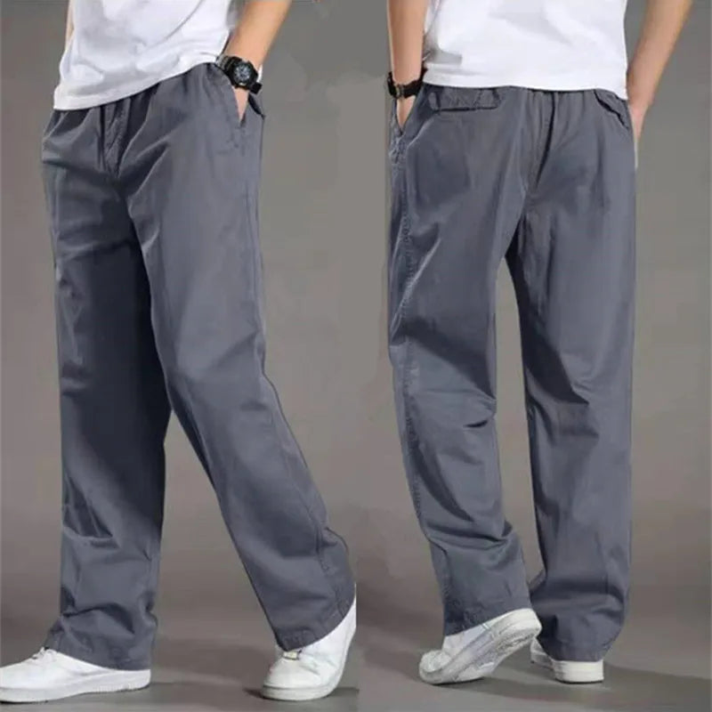 Men's Relaxed Cargo Trousers with Elastic Drawstring Waist, S–5XL