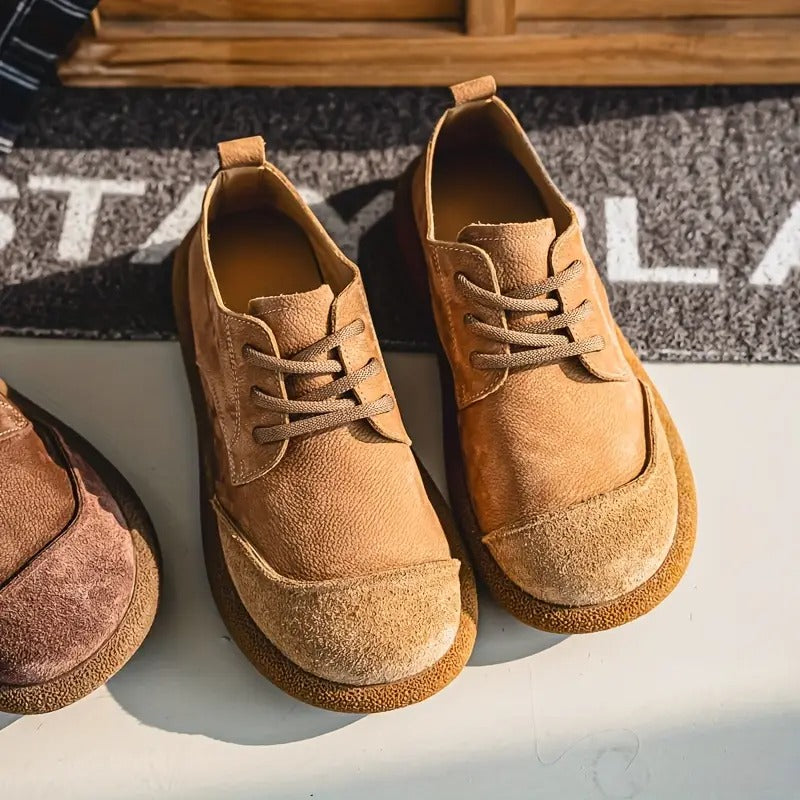 Men's Retro Suede Lace-Up Shoes – Cushioned Casual Design