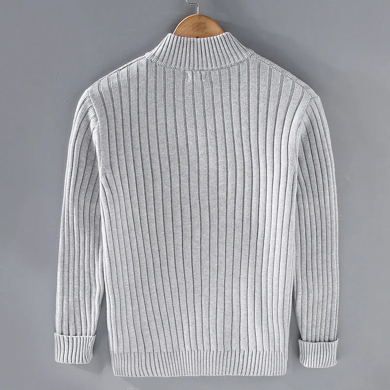 Men's Ribbed Full-Zip Cardigan – Soft Lightweight Knit