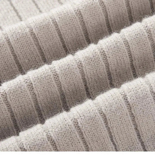 Men’s Ribbed Half-Zip Sweater – Soft High-Collar Spun-Blend Knit