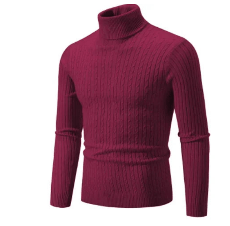 Men’s Ribbed Turtleneck Sweater – Soft Fitted Knit for Smart-Casual Wear