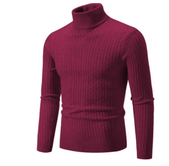 Men’s Ribbed Turtleneck Sweater – Soft Fitted Knit for Smart-Casual Wear