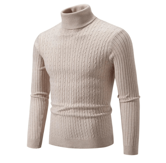 Men’s Ribbed Turtleneck Sweater – Soft Fitted Knit for Smart-Casual Wear