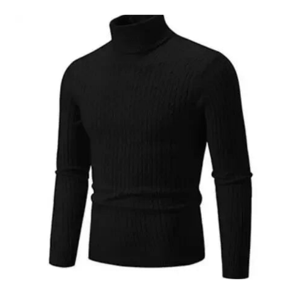 Men’s Ribbed Turtleneck Sweater – Soft Fitted Knit for Smart-Casual Wear