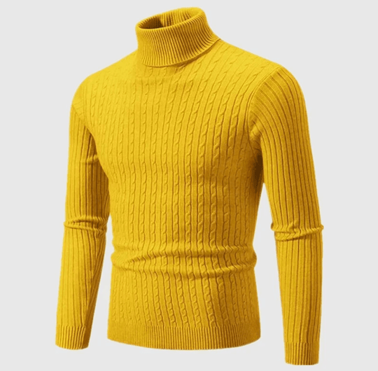 Men’s Ribbed Turtleneck Sweater – Soft Fitted Knit for Smart-Casual Wear
