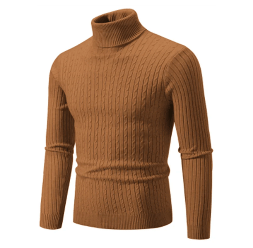 Men’s Ribbed Turtleneck Sweater – Soft Fitted Knit for Smart-Casual Wear