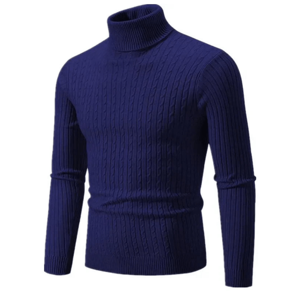 Men’s Ribbed Turtleneck Sweater – Soft Fitted Knit for Smart-Casual Wear