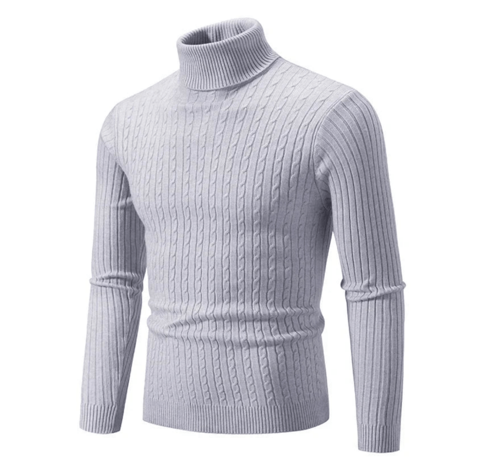 Men’s Ribbed Turtleneck Sweater – Soft Fitted Knit for Smart-Casual Wear