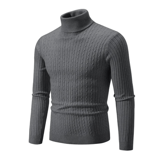 Men’s Ribbed Turtleneck Sweater – Soft Fitted Knit for Smart-Casual Wear