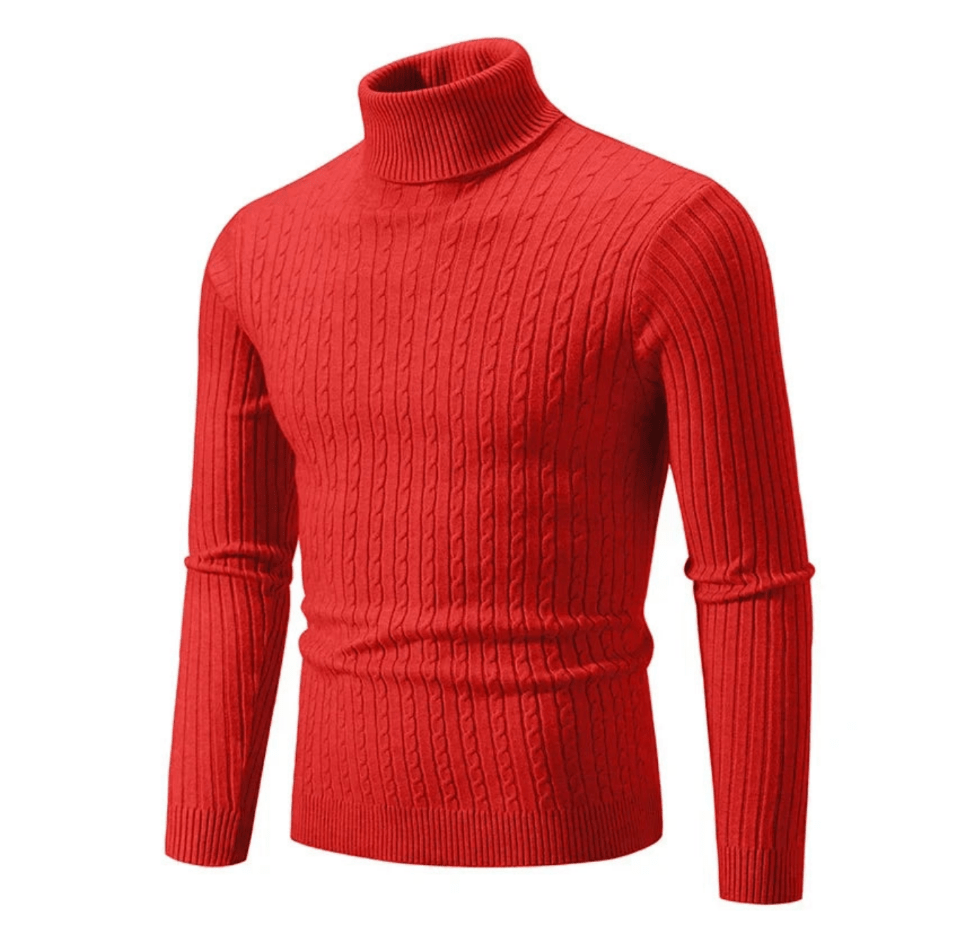 Men’s Ribbed Turtleneck Sweater – Soft Fitted Knit for Smart-Casual Wear