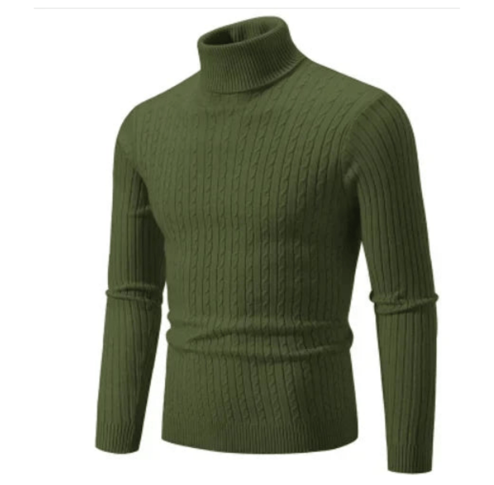 Men’s Ribbed Turtleneck Sweater – Soft Fitted Knit for Smart-Casual Wear