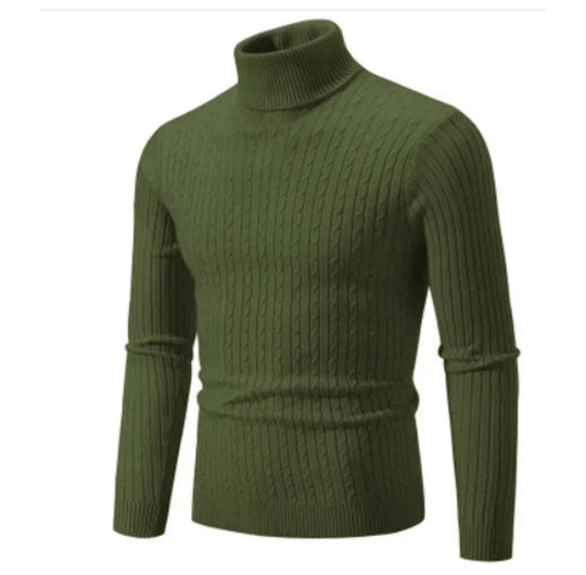 Men’s Ribbed Turtleneck Sweater – Soft Fitted Knit for Smart-Casual Wear