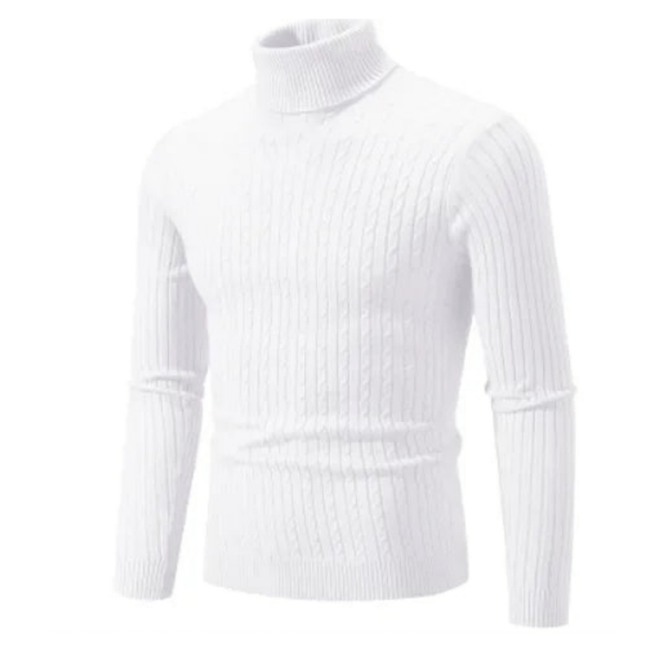 Men’s Ribbed Turtleneck Sweater – Soft Fitted Knit for Smart-Casual Wear