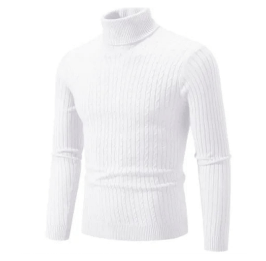 Men’s Ribbed Turtleneck Sweater – Soft Fitted Knit for Smart-Casual Wear