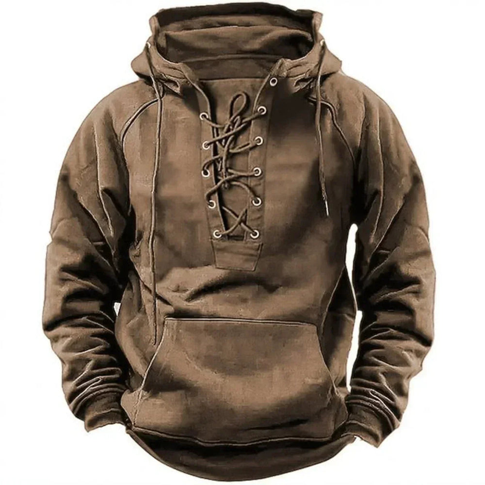 Men's Rugged Insulated Lace-Up Outdoor Hoodie