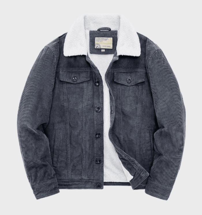 Men's Sherpa-Lined Corduroy Trucker Jacket – Button-Front Style