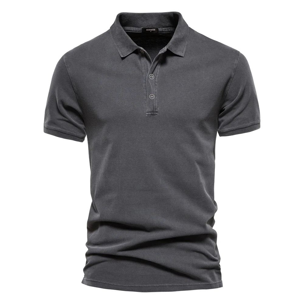 Men’s Short-Sleeve Cotton-Blend Polo – Breathable Summer Shirt