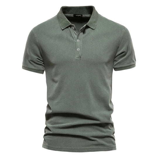 Men’s Short-Sleeve Cotton-Blend Polo – Breathable Summer Shirt