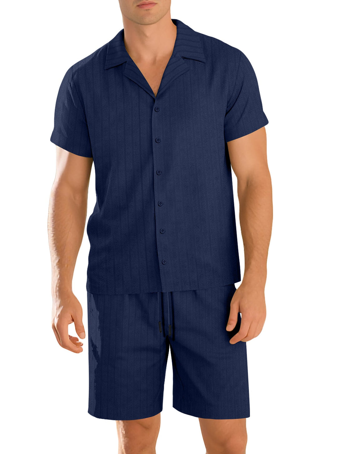 Men’s Short-Sleeve Shirt and Trouser Set – Easy-Care Casual Two-Piece Outfit