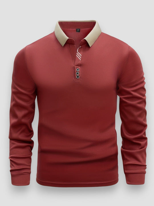 Men’s Slim-Fit Stand-Collar Polo – Soft Long-Sleeve Smart-Casual Shirt