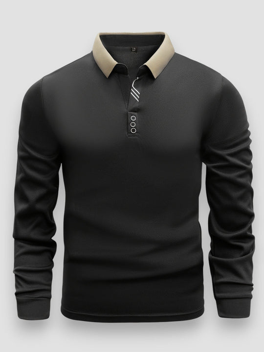Men’s Slim-Fit Stand-Collar Polo – Soft Long-Sleeve Smart-Casual Shirt