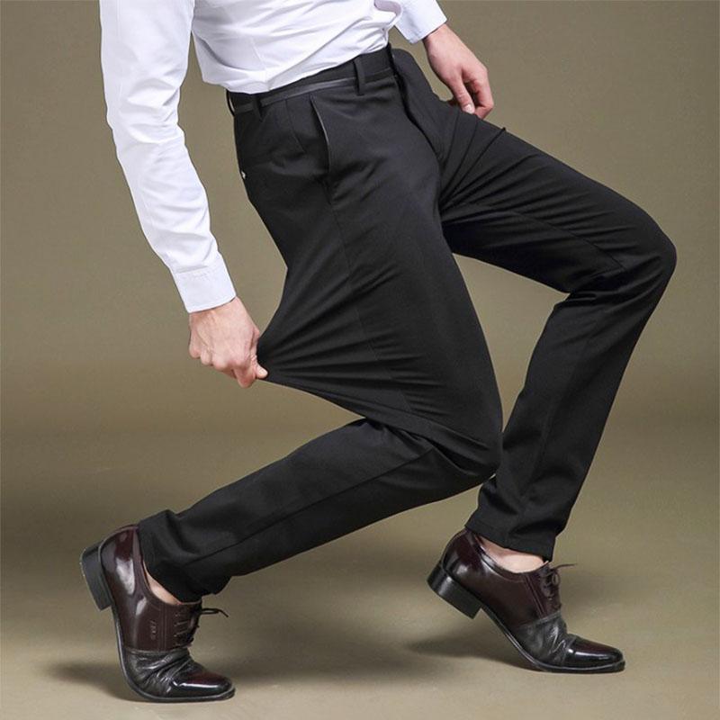 Men's Slim-Fit Stretch Trousers in Polyester-Viscose Blend, 29–42W