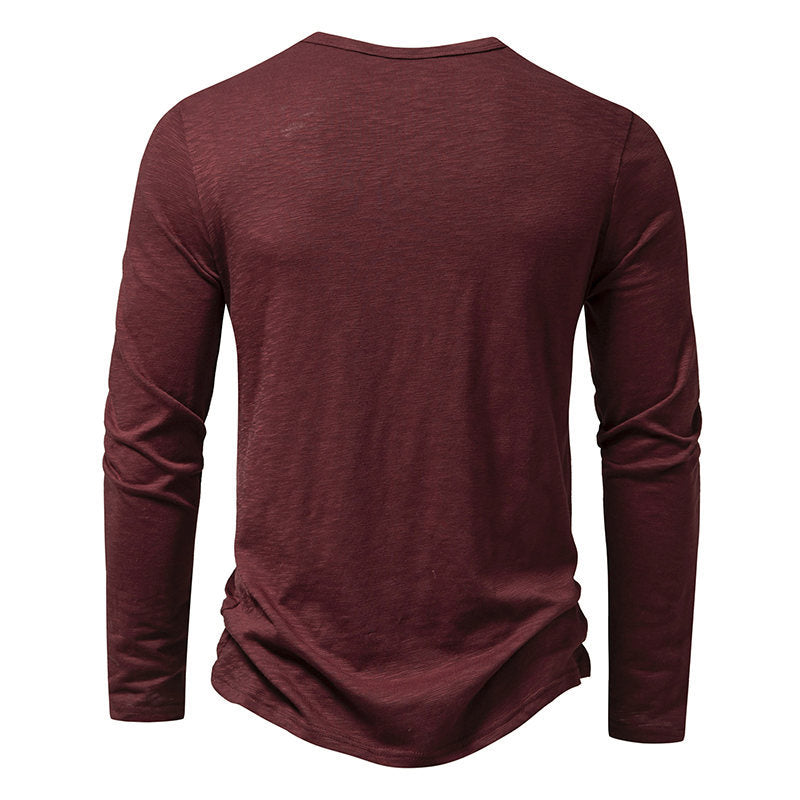 Men's Stretch Henley T-Shirt – Relaxed Long Sleeves, S–2XL