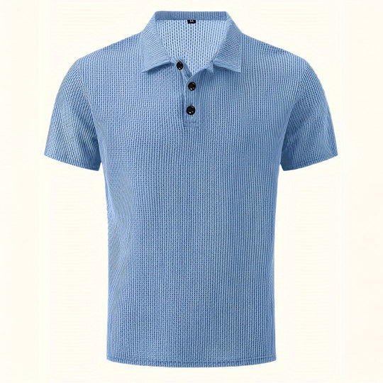Men’s Stretch Knit Polo Shirt – Ultra-Soft Honeycomb Short-Sleeve Top