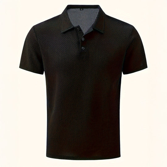 Men’s Stretch Knit Polo Shirt – Ultra-Soft Honeycomb Short-Sleeve Top