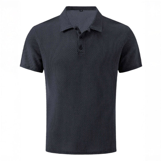 Men’s Stretch Knit Polo Shirt – Ultra-Soft Honeycomb Short-Sleeve Top