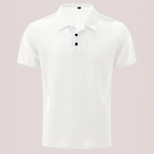 Men’s Stretch Knit Polo Shirt – Ultra-Soft Honeycomb Short-Sleeve Top