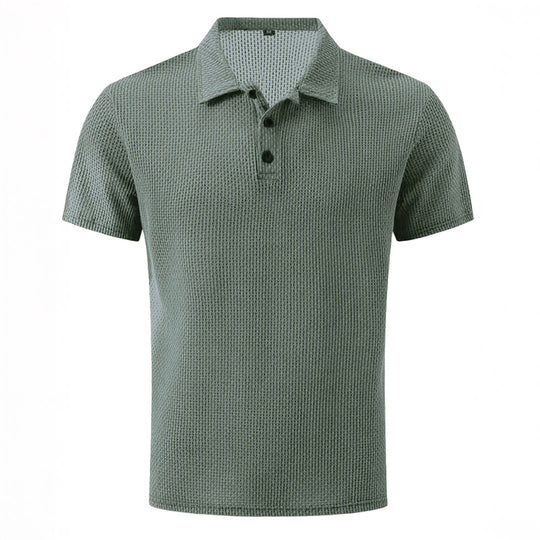 Men’s Stretch Knit Polo Shirt – Ultra-Soft Honeycomb Short-Sleeve Top