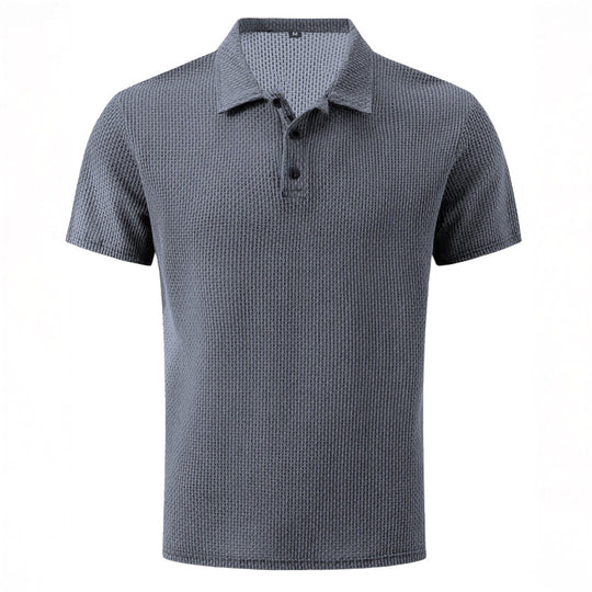 Men’s Stretch Knit Polo Shirt – Ultra-Soft Honeycomb Short-Sleeve Top