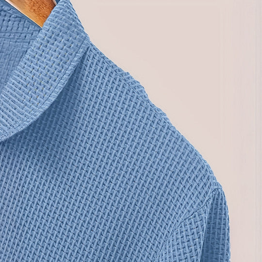 Men’s Stretch Knit Polo Shirt – Ultra-Soft Honeycomb Short-Sleeve Top