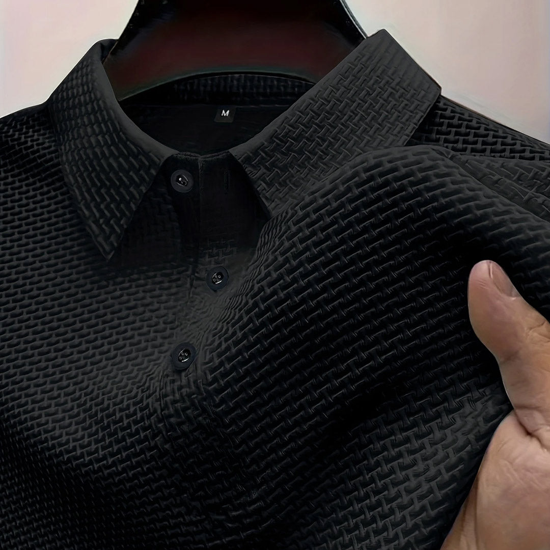 Men’s Stretch Knit Polo Shirt – Ultra-Soft Honeycomb Short-Sleeve Top