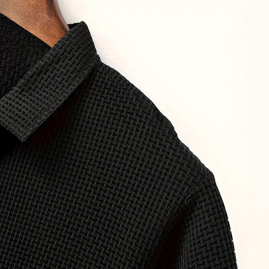 Men’s Stretch Knit Polo Shirt – Ultra-Soft Honeycomb Short-Sleeve Top