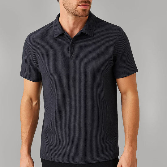 Men’s Stretch Knit Polo Shirt – Ultra-Soft Honeycomb Short-Sleeve Top